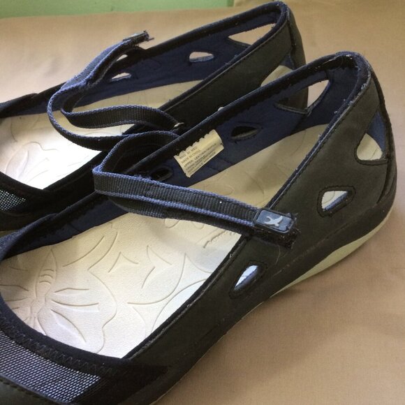 Eddie Bauer Shoes Flats MaryJane Leather Sandals Cut Outs Dark Gray Size 9 ½ - Picture 6 of 7